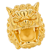 Polished yellow gold Growling Fudog Ring on a transparent background