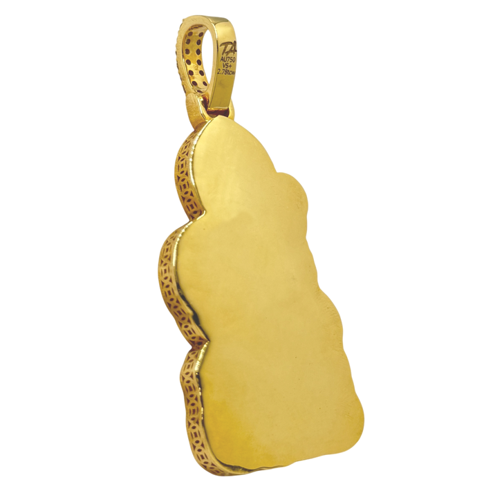 Baguette Diamond Halo Lady Buddha & Dragon Pendant