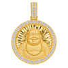 Happy Buddha Circular Diamond Pendant in yellow gold