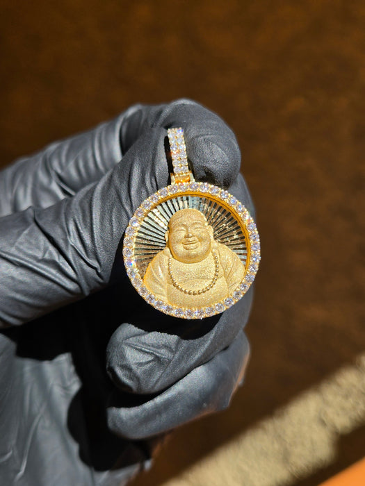 Happy Buddha Circular Diamond Pendant original detail photo 1