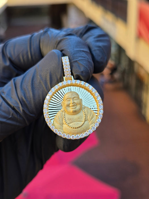 Happy Buddha Circular Diamond Pendant original detail photo 2