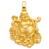 Happy Buddha Pendant — polished yellow gold on transparent background