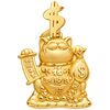 Happy Money Cat Pendant — polished yellow gold on transparent background