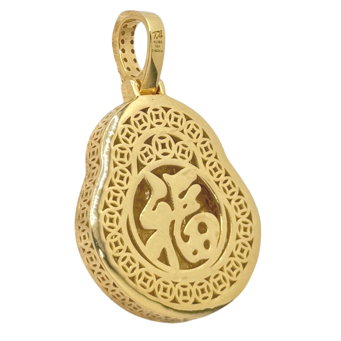 Small Semi-Hollow Buddha Pendant w/ Diamond Frame