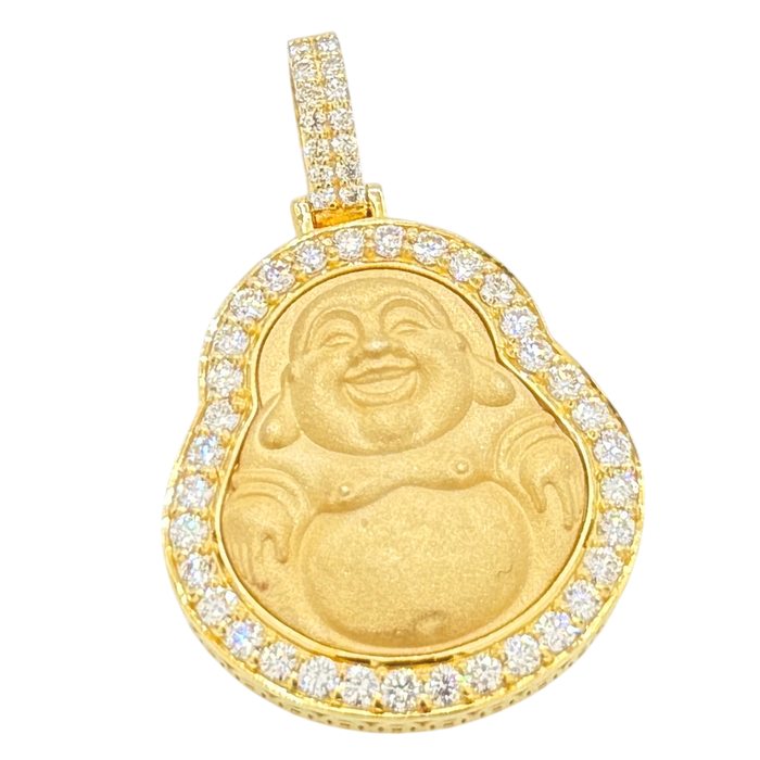 Small Semi-Hollow Buddha Pendant w/ Diamond Frame