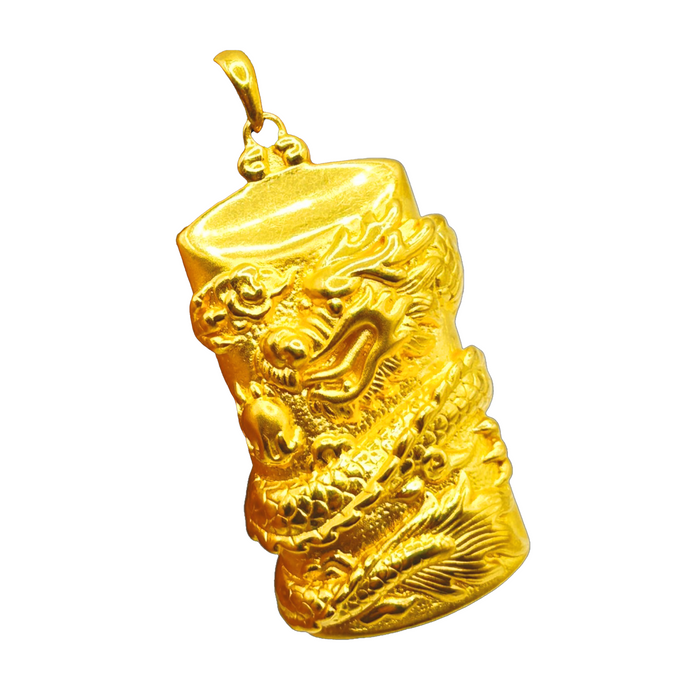 24K Yellow Gold Hollow Can Dragon