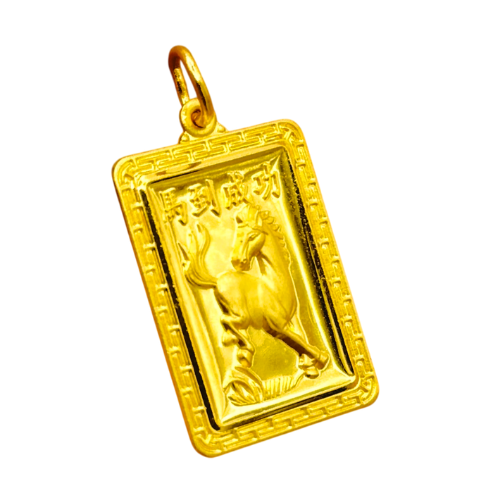 24K Yellow Gold Medium Horse Portrait Pendant