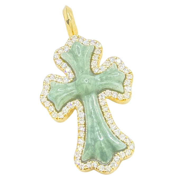 Gothic Jade Cross w/ Diamond Frame