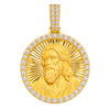 Jesus Circular Diamond Pendant in yellow gold