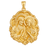 Jesus and Virgin Mary ornate yellow gold pendant, polished front view