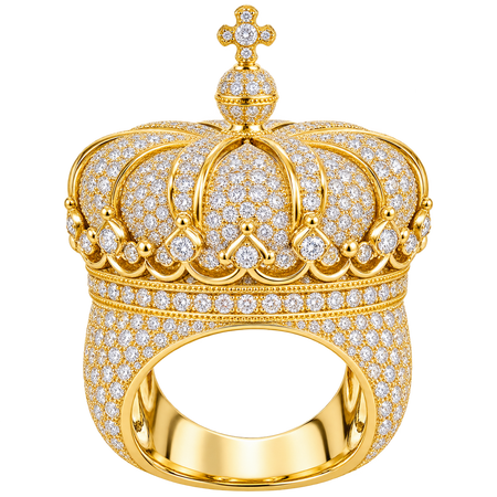 King's Crown Ring in yellow gold — studio view