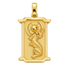 Korean Tiger Pendant — polished yellow gold on transparent background
