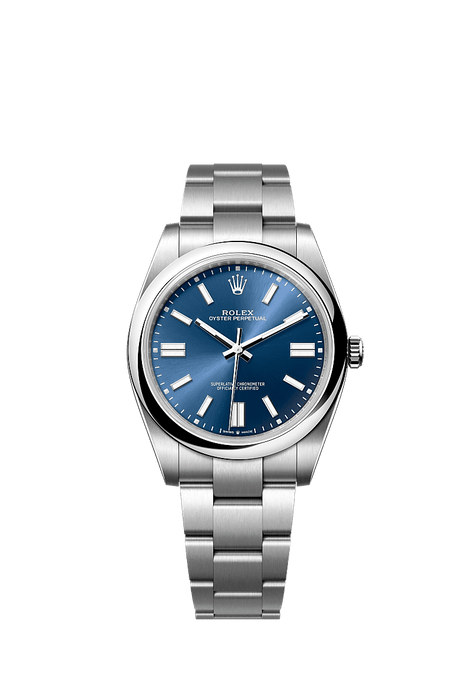 Rolex Stainless Steel Oyster Perpectual - 41mm - Bright blue