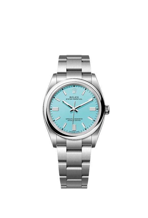 Rolex Stainless Steel Oyster Perpectual - 36mm - Turquoise blue