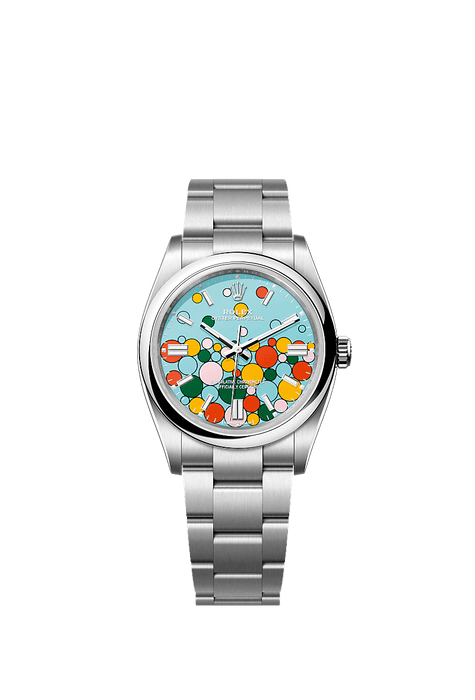 Rolex Stainless Steel Oyster Perpectual - 36mm - Turquoise blue, Celebration motif