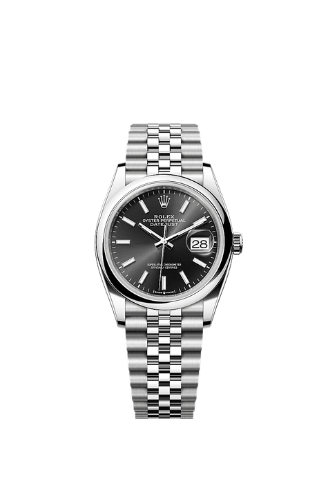 Rolex Stainless Steel Datejust - 36mm - Bright black - Jubilee