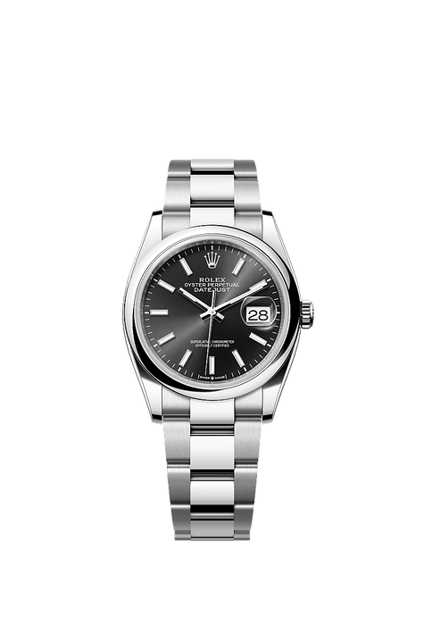 Rolex Stainless Steel Datejust - 36mm - Bright black - Oyster