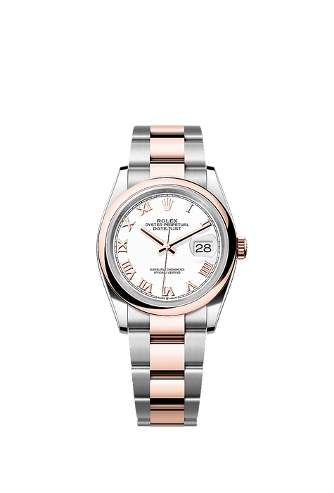 Rolex Two-Tone (RG/SS) Datejust - 36mm - White - Oyster