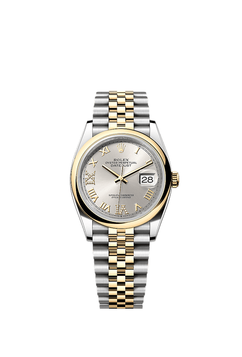 Rolex Two-Tone (YG/SS) Datejust - 36mm - Silver Diamond Dial - Jubilee