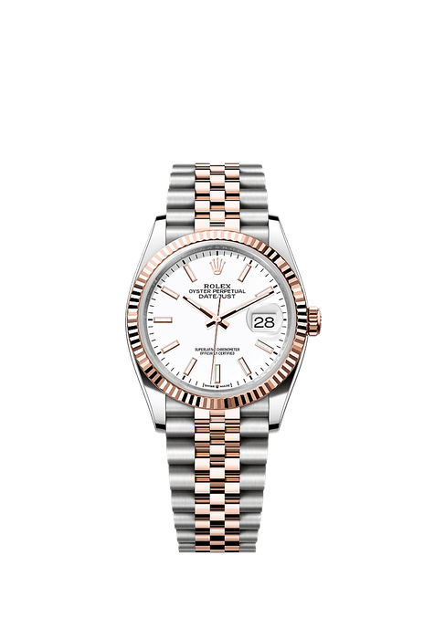 Rolex Two-Tone (RG/SS) Datejust - 36mm - White - Jubilee