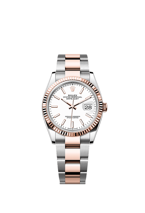 Rolex Two-Tone (RG/SS) Datejust - 36mm - White - Oyster