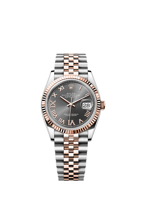 Rolex Two-Tone (RG/SS) Datejust - 36mm - Slate Diamond Dial - Jubilee