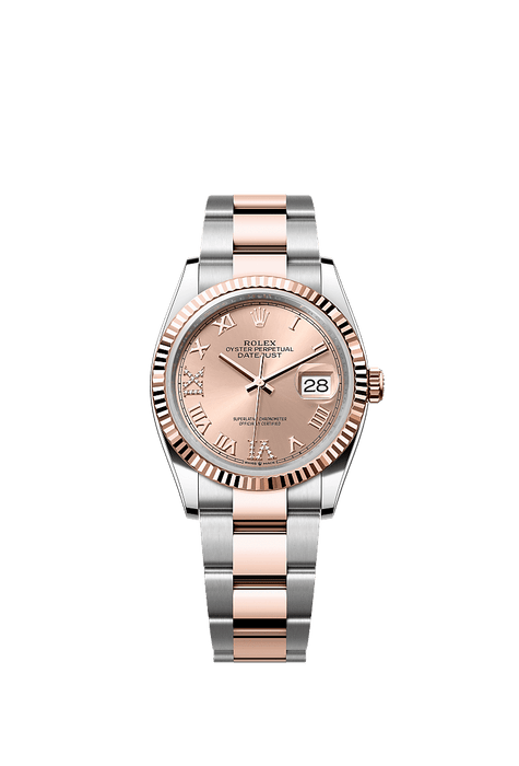 Rolex Two-Tone (RG/SS) Datejust - 36mm - Rosé-colour Diamond Dial - Oyster