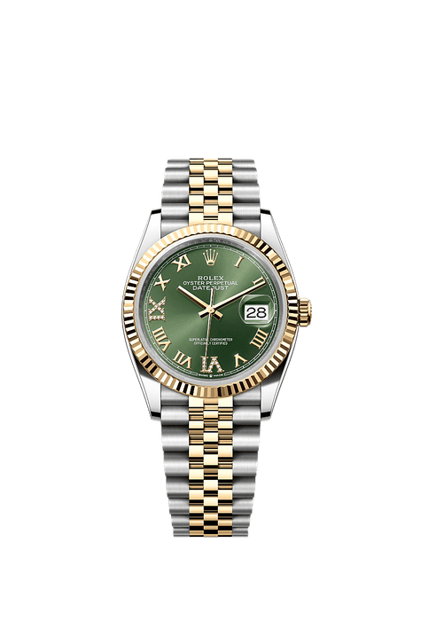 Rolex Two-Tone (YG/SS) Datejust - 36mm - Olive green Diamond Dial - Jubilee