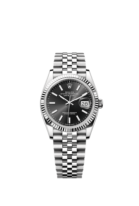 Rolex Stainless Steel Datejust - 36mm - Bright black - Jubilee