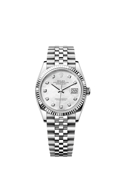 Rolex Stainless Steel Datejust - 36mm - White mother-of-pearl Diamond Dial - Jubilee