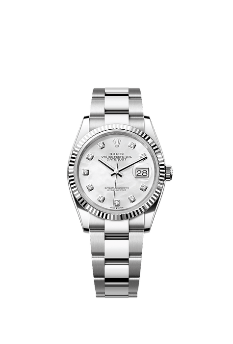 Rolex Stainless Steel Datejust - 36mm - White mother-of-pearl Diamond Dial - Oyster