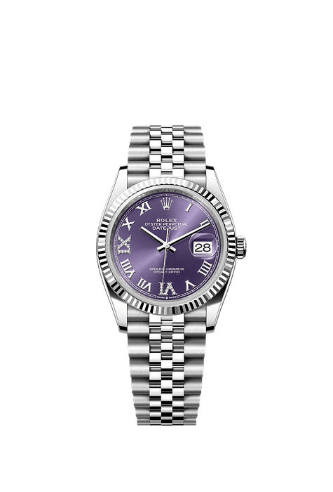 Rolex Stainless Steel Datejust - 36mm - Aubergine Diamond Dial - Jubilee