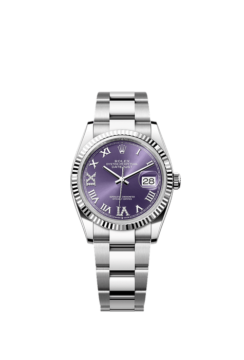 Rolex Stainless Steel Datejust - 36mm - Aubergine Diamond Dial - Oyster