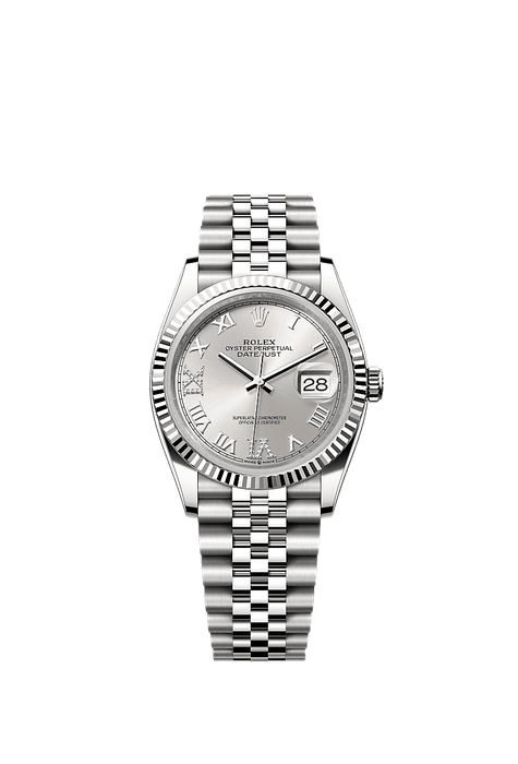 Rolex Stainless Steel Datejust - 36mm - Silver Diamond Dial - Jubilee