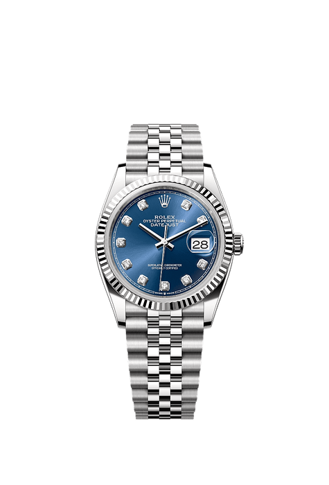 Rolex Stainless Steel Datejust - 36mm - Bright blue Diamond Dial - Jubilee