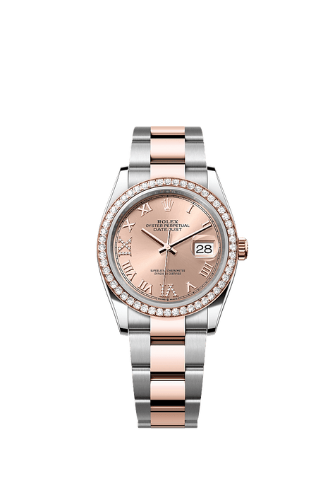 Rolex Two-Tone (RG/SS) Datejust - 36mm - Rosé-colour Diamond Dial - Oyster