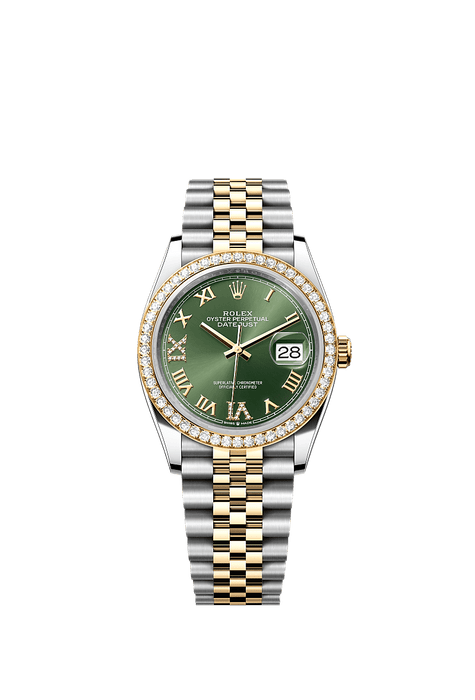 Rolex Two-Tone (YG/SS) Datejust - 36mm - Olive green Diamond Dial - Jubilee