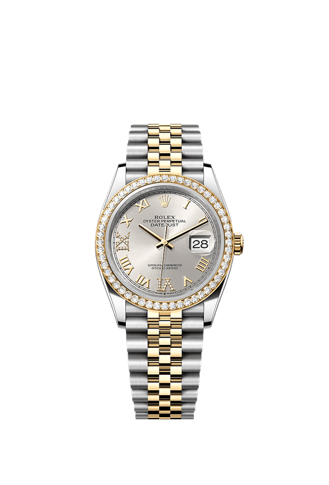 Rolex Two-Tone (YG/SS) Datejust - 36mm - Silver Diamond Dial - Jubilee