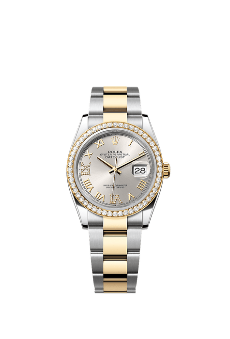 Rolex Two-Tone (YG/SS) Datejust - 36mm - Silver Diamond Dial - Oyster