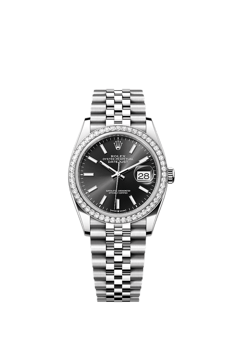 Rolex Stainless Steel Datejust - 36mm - Bright black - Jubilee