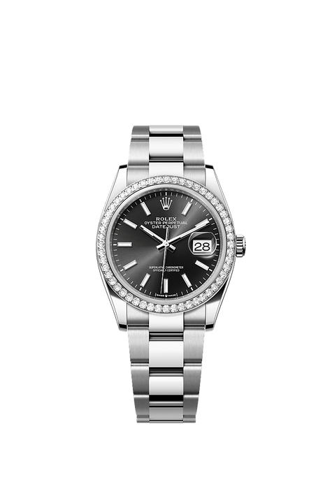 Rolex Stainless Steel Datejust - 36mm - Bright black - Oyster