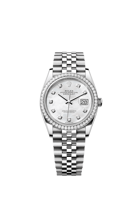 Rolex Stainless Steel Datejust - 36mm - White mother-of-pearl Diamond Dial - Jubilee