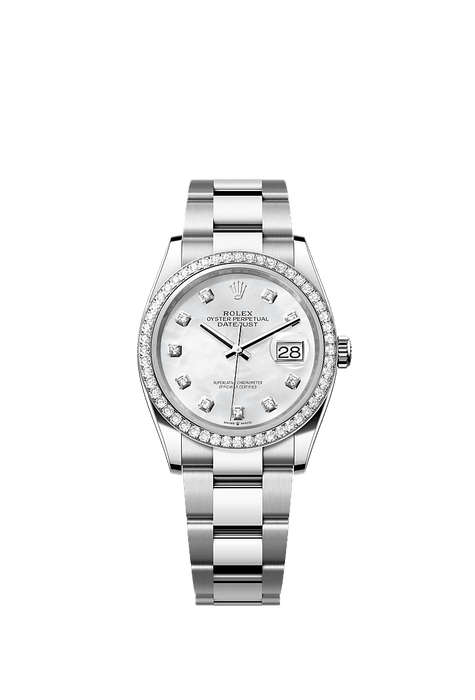 Rolex Stainless Steel Datejust - 36mm - White mother-of-pearl Diamond Dial - Oyster