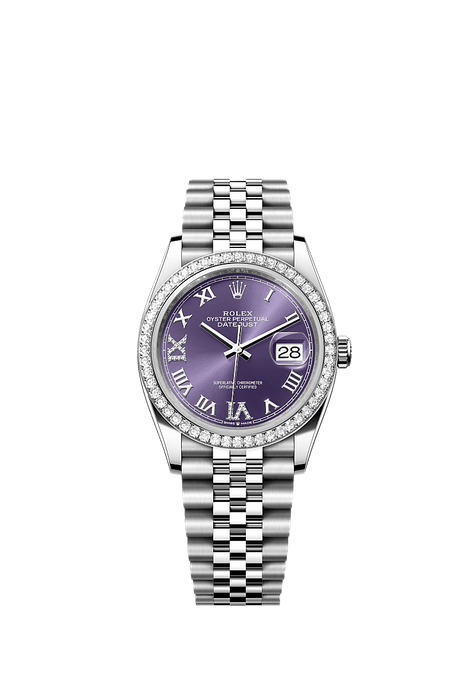 Rolex Stainless Steel Datejust - 36mm - Aubergine Diamond Dial - Jubilee