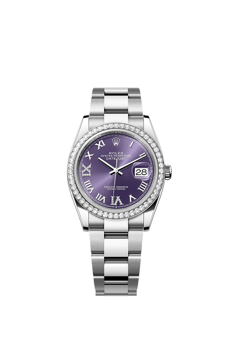 Rolex Stainless Steel Datejust - 36mm - Aubergine Diamond Dial - Oyster