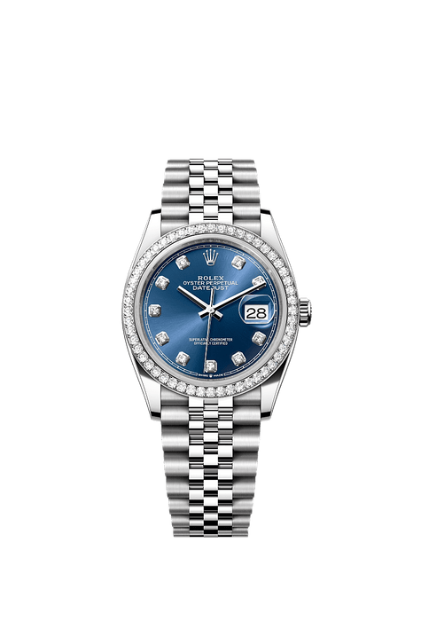 Rolex Stainless Steel Datejust - 36mm - Bright blue Diamond Dial - Jubilee