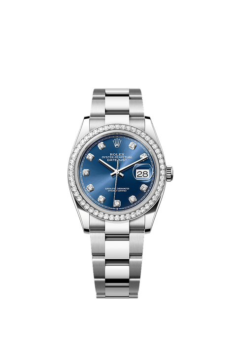 Rolex Stainless Steel Datejust - 36mm - Bright blue Diamond Dial - Oyster