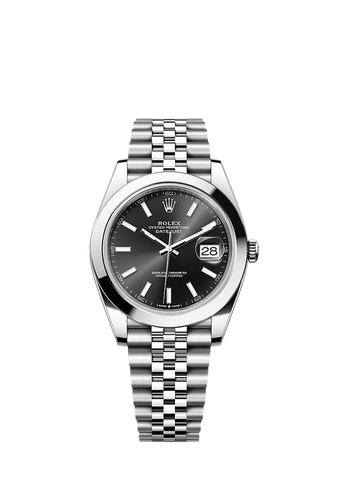 Rolex Stainless Steel Datejust - 41mm - Bright black - Jubilee