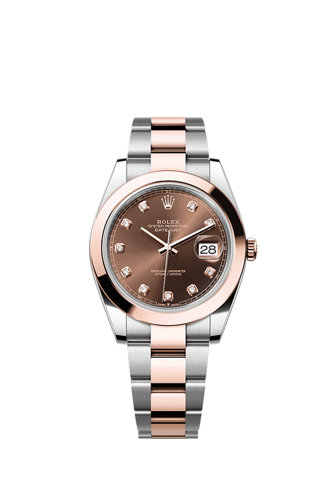 Rolex Two-Tone (RG/SS) Datejust - 41mm - Chocolate Diamond Dial - Oyster