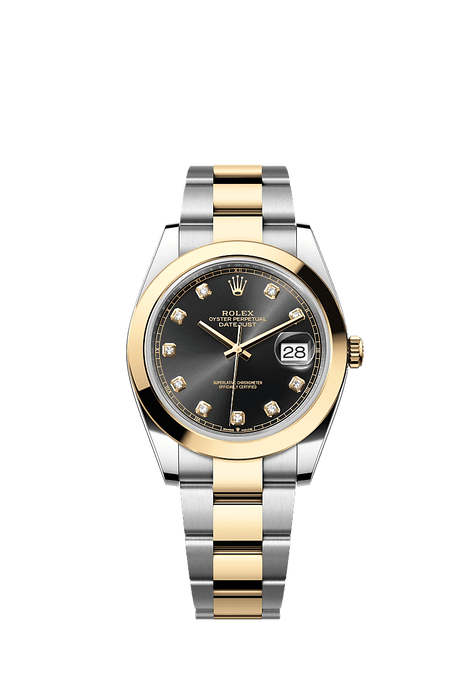 Rolex Two-Tone (YG/SS) Datejust - 41mm - Bright black Diamond Dial - Oyster